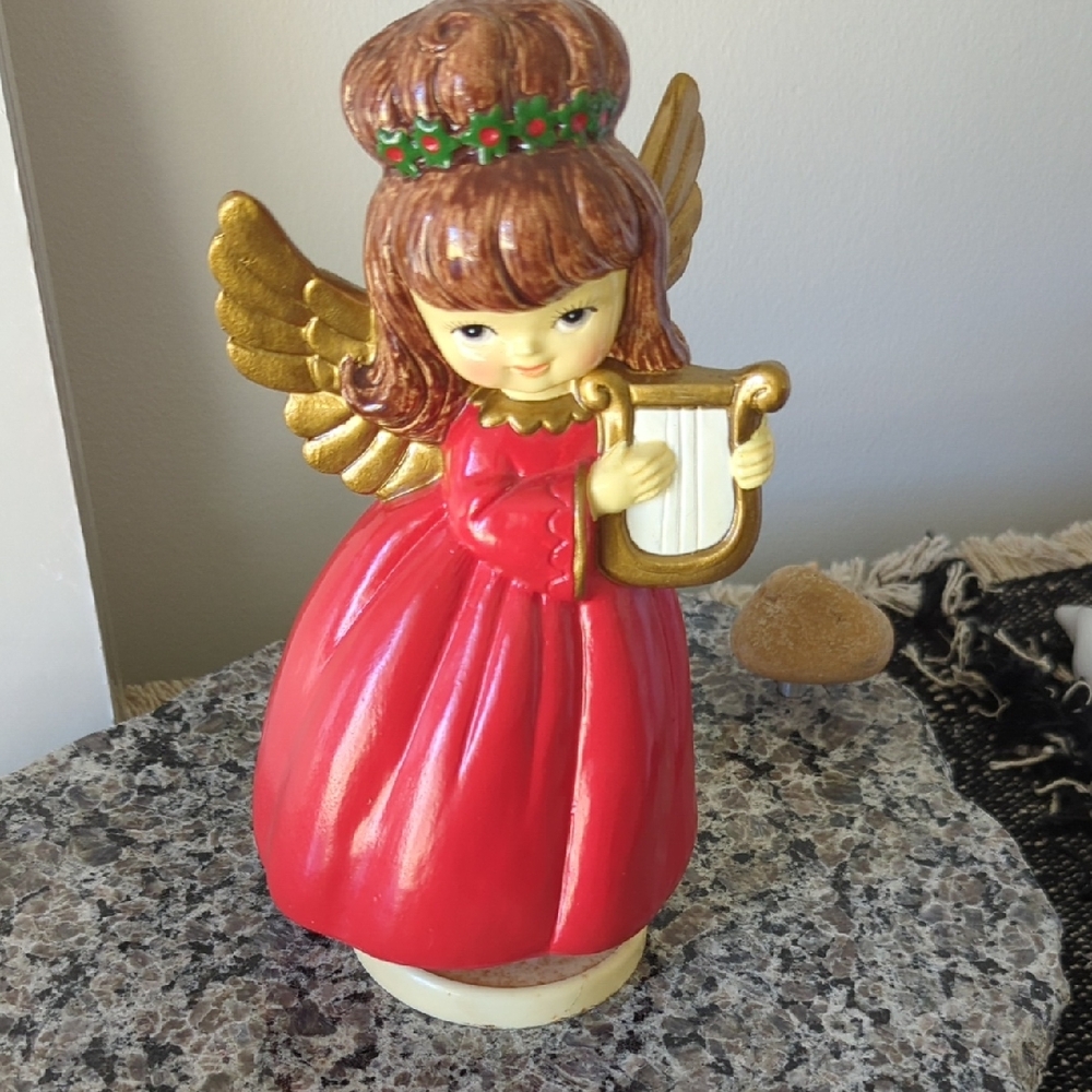 Vintage Red and Gold Angel Music Box